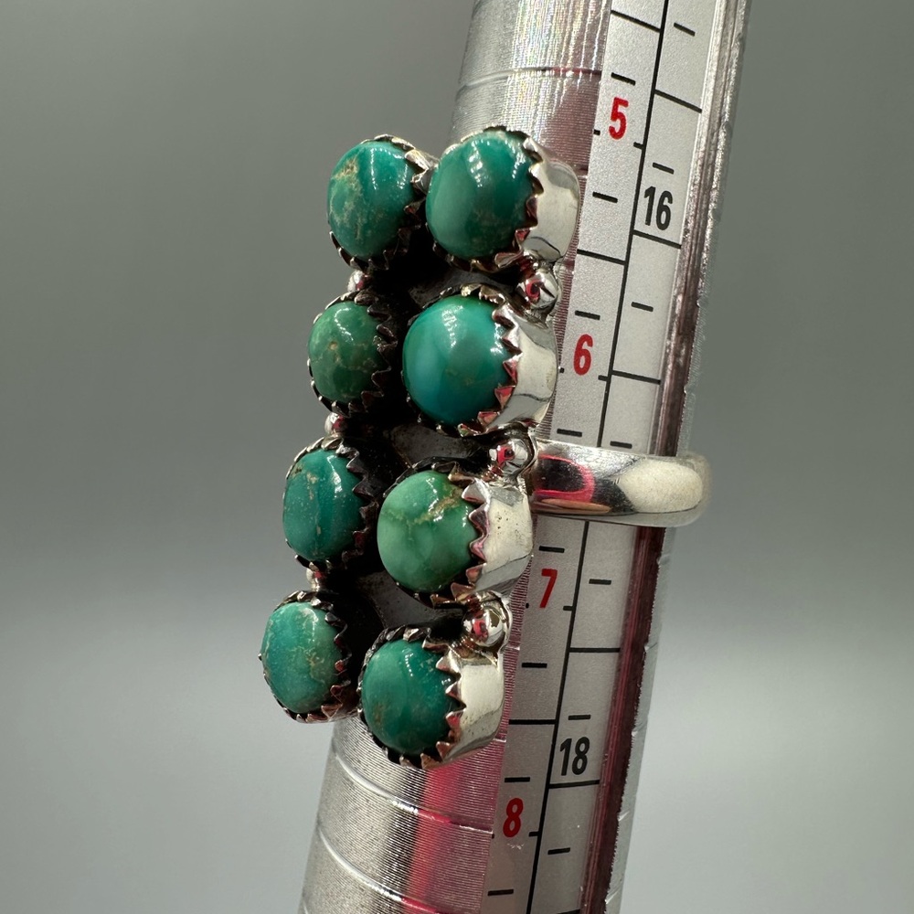 Kingman Turquoise Sterling Silver 925 Handmade Bar Ring Adjustable - Picture 5 of 10